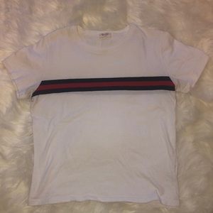 White Stripped Brandy Melville Tshirt